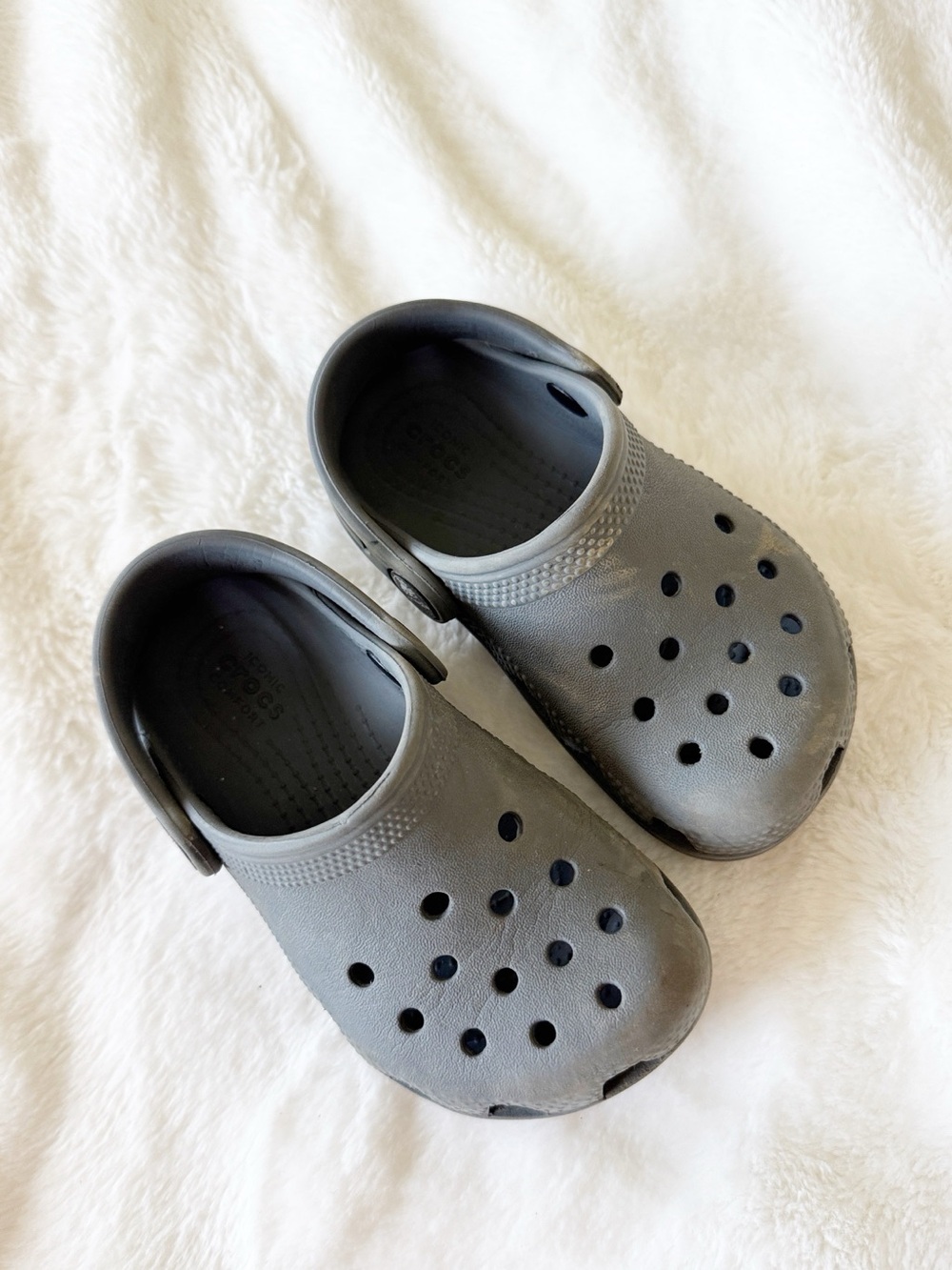 Crocs gray clogs slides size kids 8